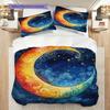 New Moon Pattern Bedding Quilt Set Quilt Cover Pillowcase Home Decoration Birthday Gift (1 * Duvet Cover + 2 * Pillowcase, Without Core)