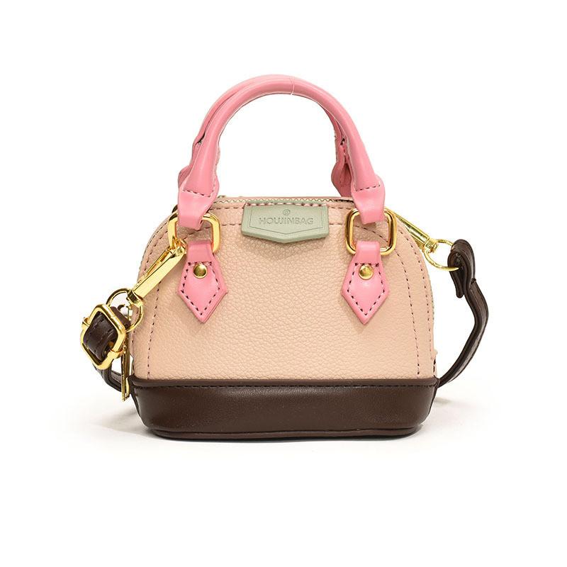 Trendy Korean Style Mini Shell Bag For Kids Unisex Fashionable Color Block Design