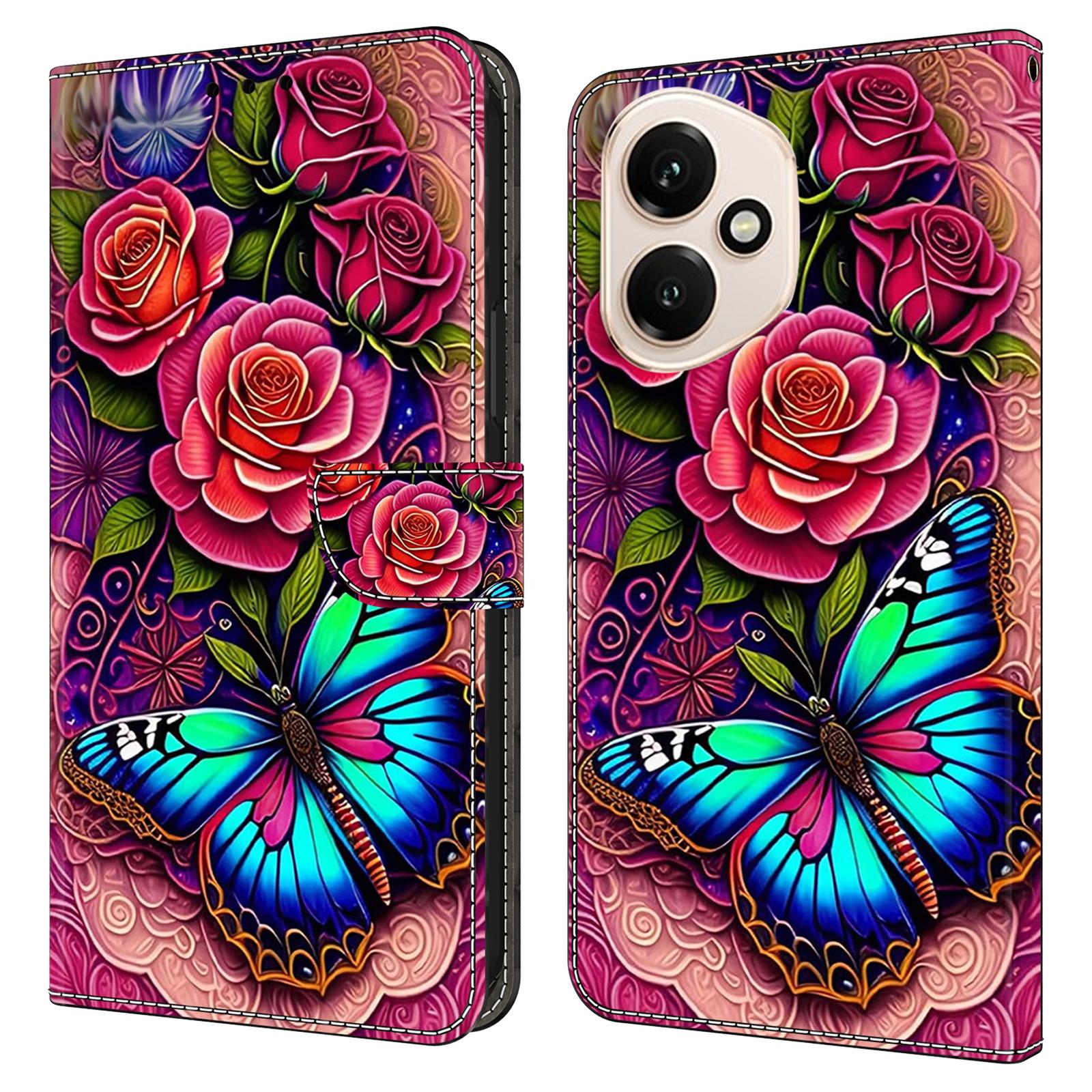 

For Honor 400 5G (Global) Case PU Leather Wallet Phone Cover with Stand Colorful Butterfly