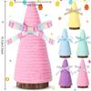 5 Pcs Easter Yarn Wrapped Mini Trees - Pastel Multicolor - Easter Decorations