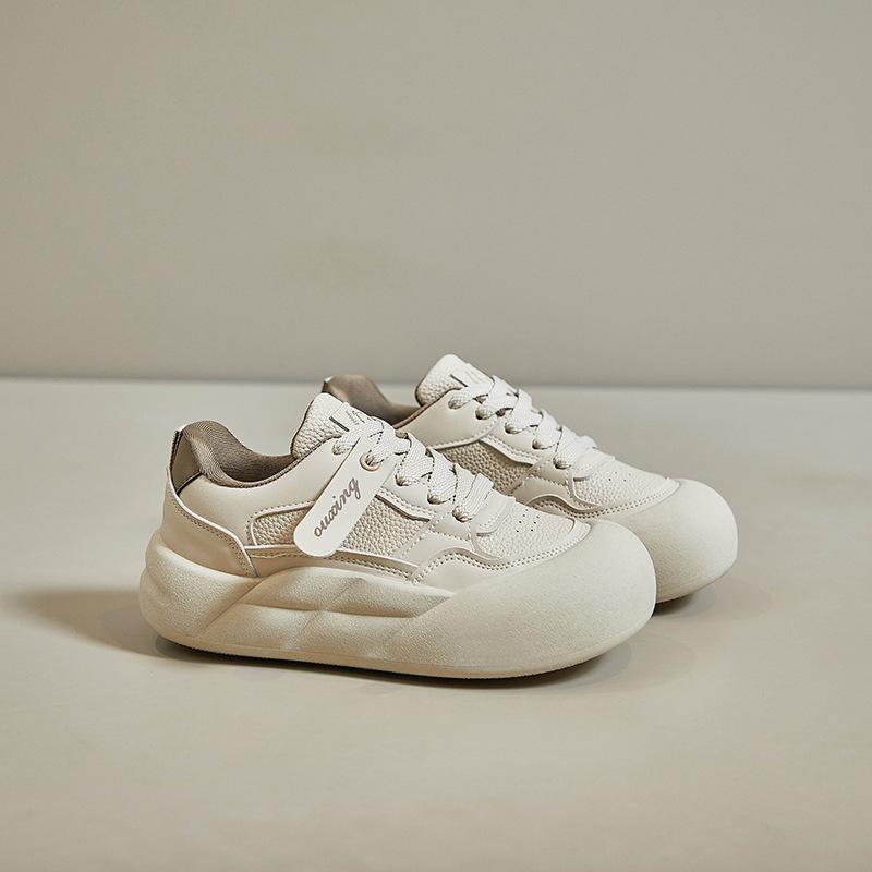 Women's Chunky Sneakers Slip On Platform PU Leather Casual Lace Up Sport Walking Shoes Comfortable Lightweight Running Sneakers Tennis Shoes for Women