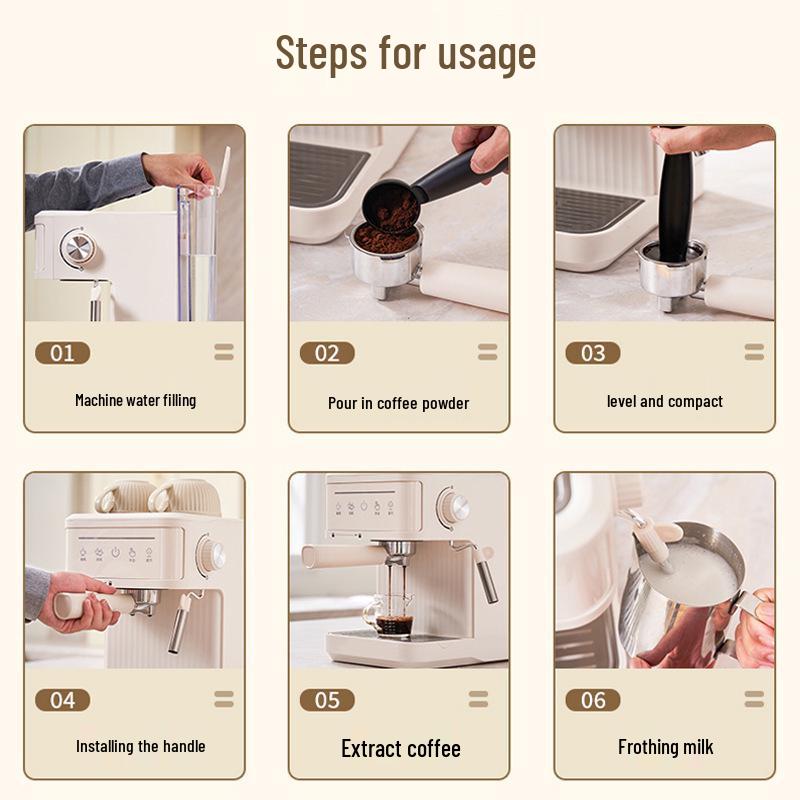 Compact Multi-Functional Italian Coffee Machine with Automatic Milk Frothing, Latte Art, and 20 European/American/UK Plugs - In Stock