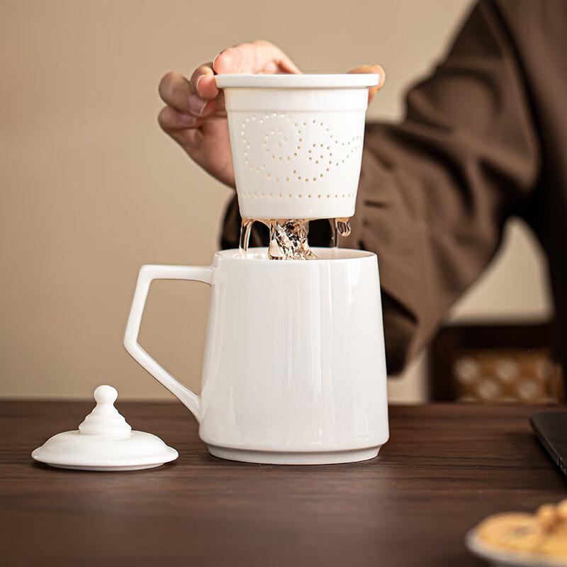 

Dehua White Porcelain Tea Cup with Ceramic Infuser