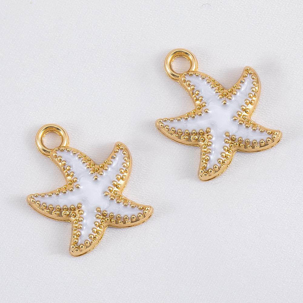 10pcs Trend White Enamel Ocean Coral Conch Fish Bones Fishtail Heart Charms Alloy Pendants DIY Necklace Keychain Jewelry Making