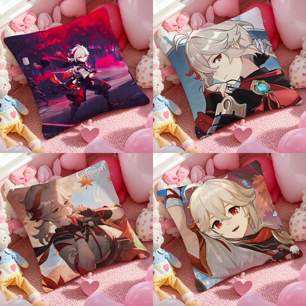Kaedehara Kazuha Genshin Impact Cushion Cover Pattern Printed Pillowcase for Living Room Sofa Cushion Cover & Bedroom Decor