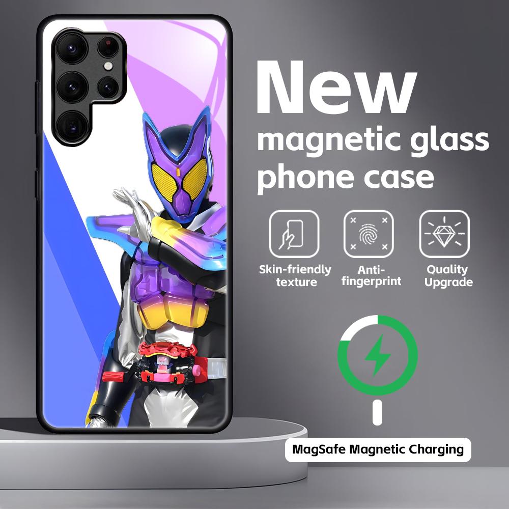

Kamen Rider Phone Case For Samsung S26 S25 S24 S23 S22 S21 Plus Ultra Note20 Glass Magnetic Case Galaxy S26