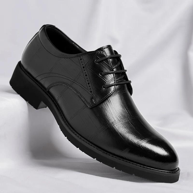 Men's Leather Shoes Outdoor Leather Lace-Up Men's Business Dress Shoes Casual Wedding Party Fashion Brogue Shoes for Men