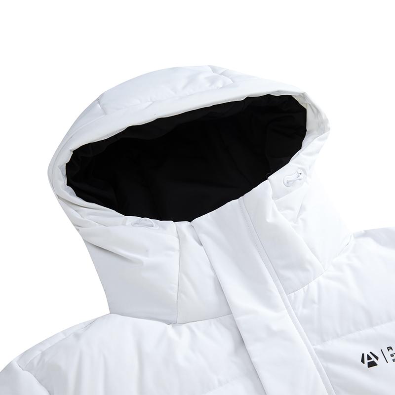 Anta Unifarbene mittellange warme dicke Daunenjacke mit Kapuze für Herren Oberbekleidung Reinweiß 152517922R-1