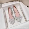 Bow crystal high heels new bar mitzvah thin heels pointed dinner dress not tired feet wedding shoes