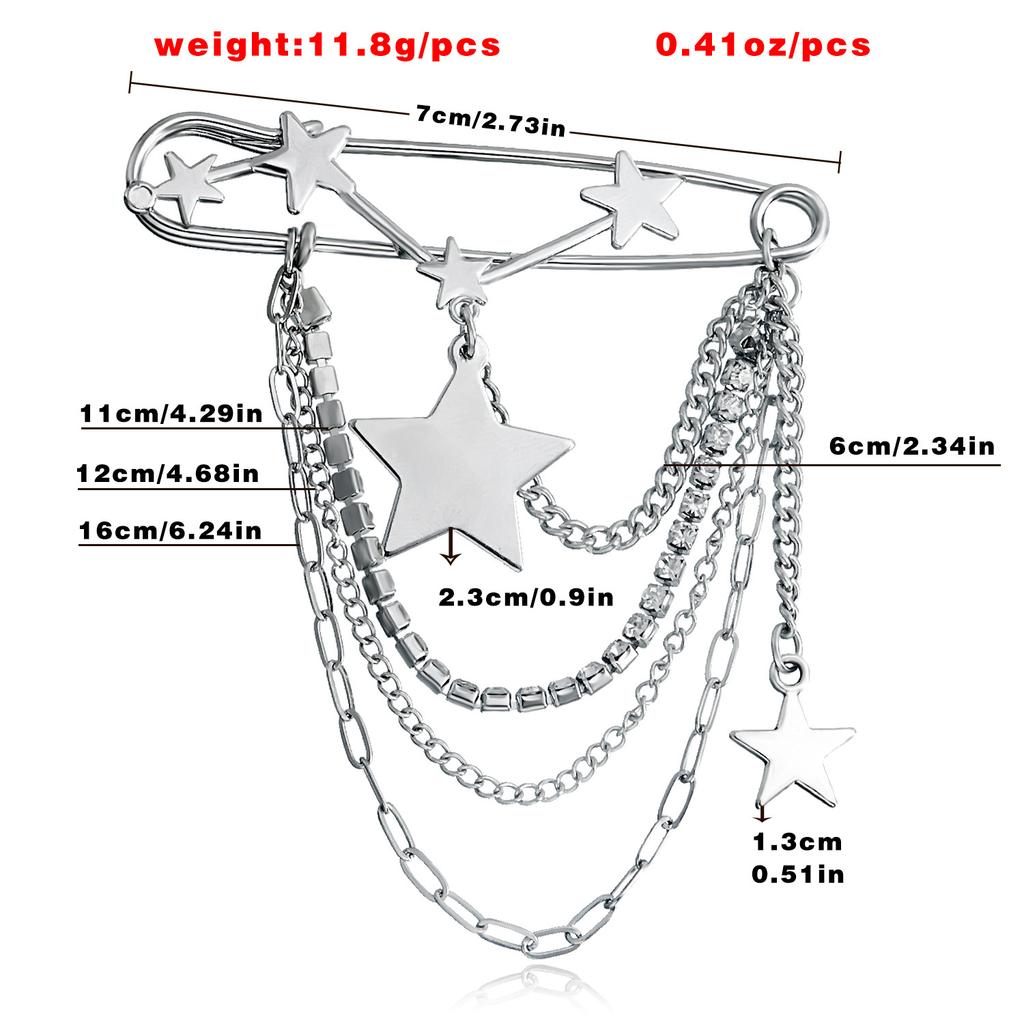 Fashion Creative Pins Tassel Personality Commuter 1pc Elegant Festival Gifts Women Star And Crescent Fashion Clothing Pendants Accessories Brooches