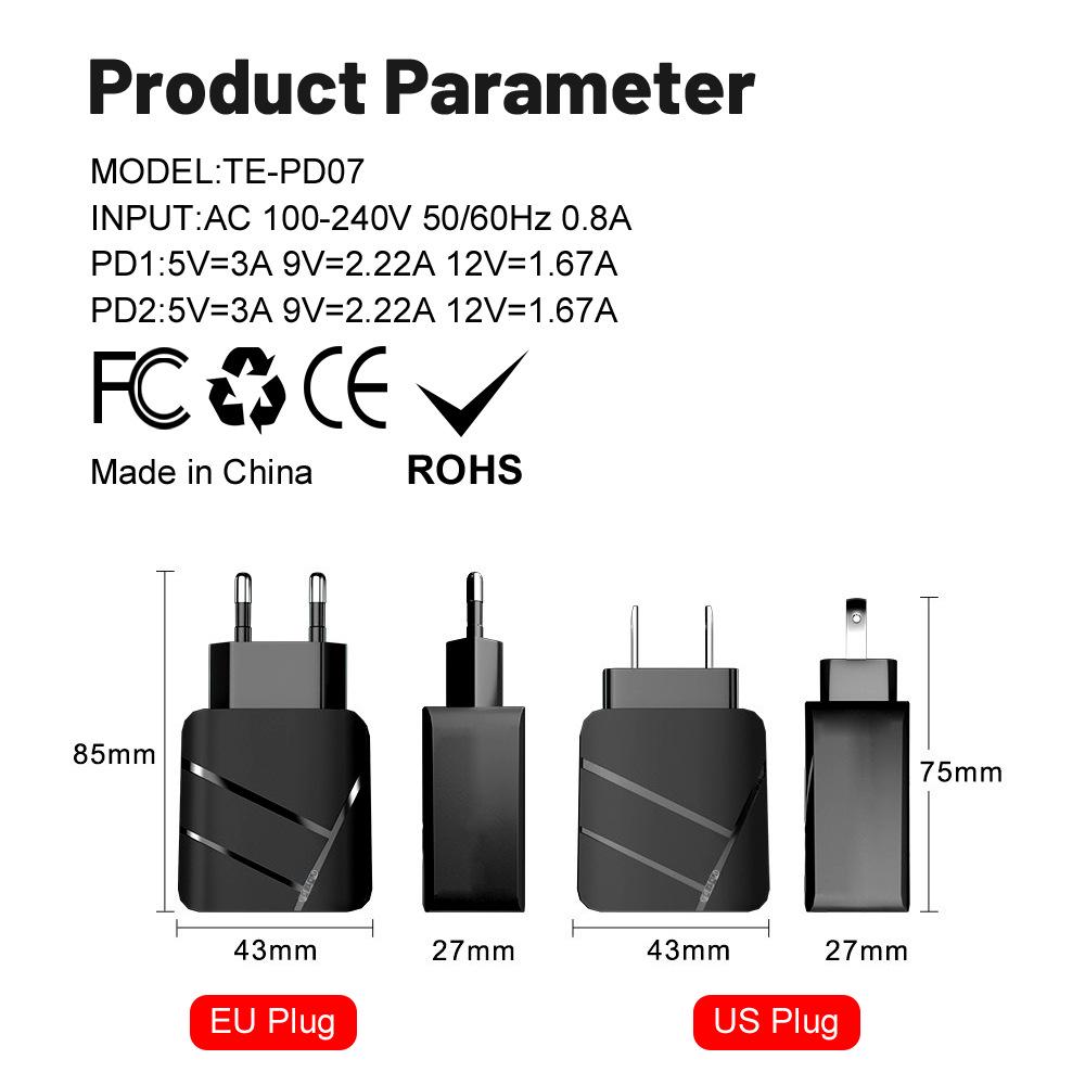 PD40W Fast Charger for Huawei & Apple iPhone Pro - EU/UK Standard, Smart Compatibility.