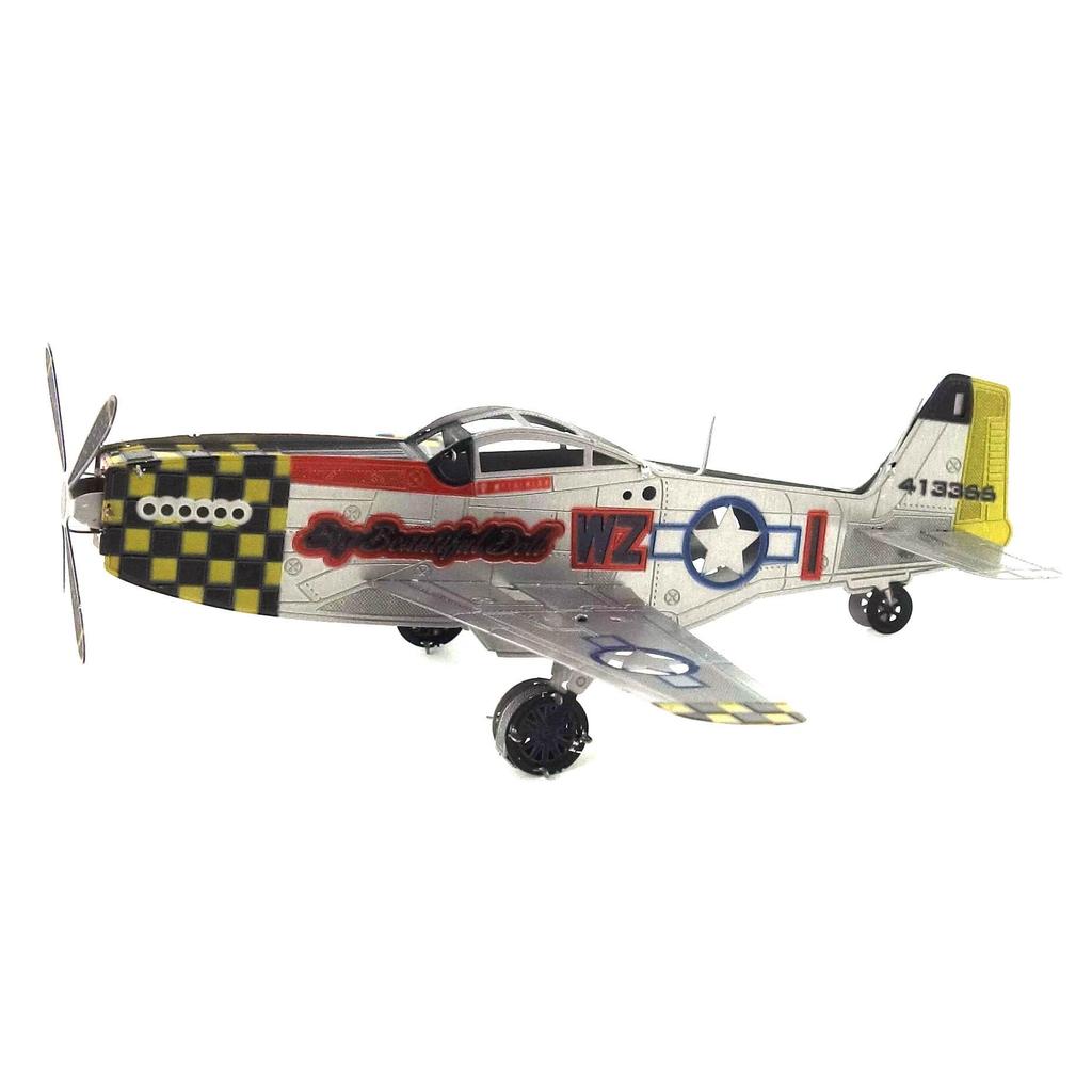 Stainless Steel Mustang Airplane 3D DIY Metal Puzzle - Glue-Free Assembly Toy