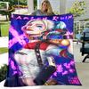 3D Joker Girl Cartoon Blanket,Flannel Blanket Throw Blanket,Clown Girl Warm Blanket for Living Room Bedroom Beds Sofa Couch Gift