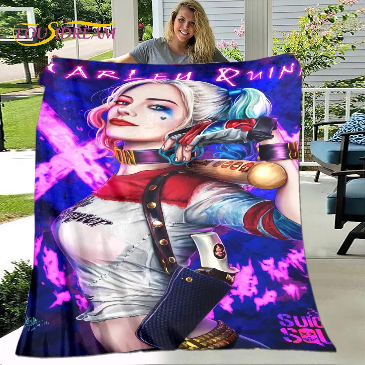 3D Joker Girl Cartoon Blanket,Flannel Blanket Throw Blanket,Clown Girl Warm Blanket for Living Room Bedroom Beds Sofa Couch Gift 75x90cm