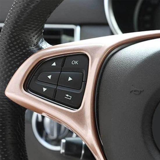 ABS Rose Gold Steering Wheel Frame Cover Trim 1X For Benz E-Class W213 2016-2018