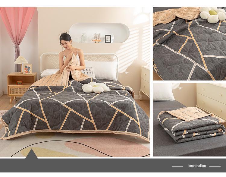 Summer Thin Ultrasonic Aloe Cotton Quilt for Dormitory Students