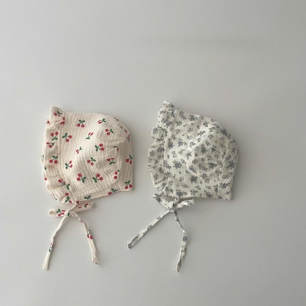 Floral Printed Sunshade Cap Breathable Princess Hat New Ear Protection Hat  Newborn