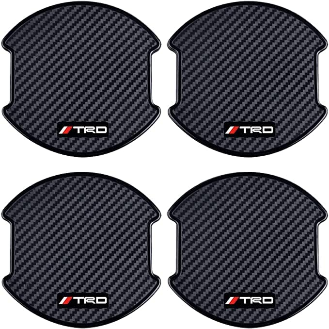 TRD Door Handle Protector, TRD Car Carbon Fiber Door Knob Guard, Scratch Prevention, 4-Pack (L, TRD)
