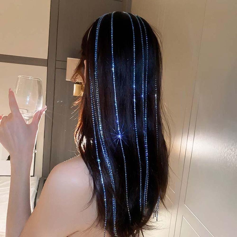 Shiny Rhinestone Tassel Headband Sweet Women Hair Hoop 4 in 1 Hair Bands with Tassels  Female