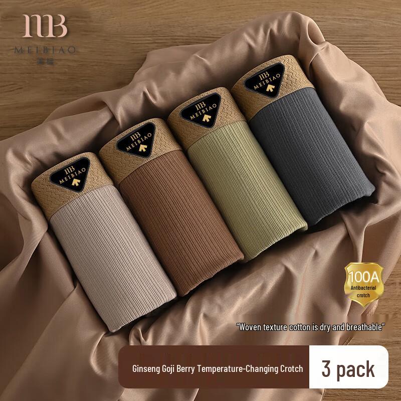 

MEIBIAO Men s Pure Cotton Antibacterial Boxer Briefs 3-Pack 4XL