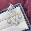 Elegant Three-Piece Set: Genuine Freshwater Pearl Pendant, Earrings, and Ring