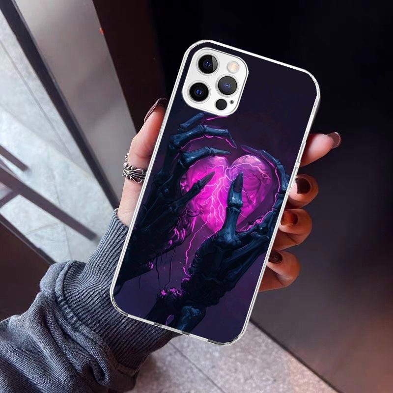 

Anatomy Skeleton Heart Lovey Kiss Phone Case For iPhone 17 Air 11 13 Mini 14 15 Plus 16 12 Pro Max 16E SE 7 8 Pattern Soft TPU B iPhone 15