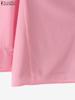 ZANZEA Women Casual Round Neck Solid Color Loose 3/4 Sleeve Blouse