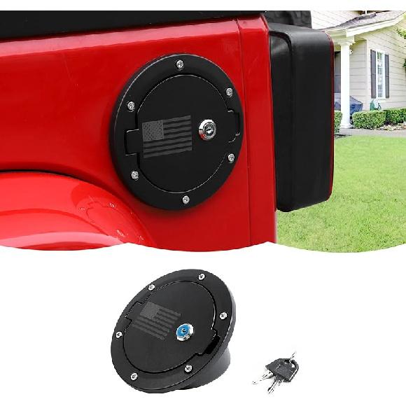 RT-TCZ Fuel Filler Door Gas Tank Cap Cover Accessories For 2007-2017 Jeep Wrangler JK & Unlimited Sport Rubicon Sahara (US Flag)