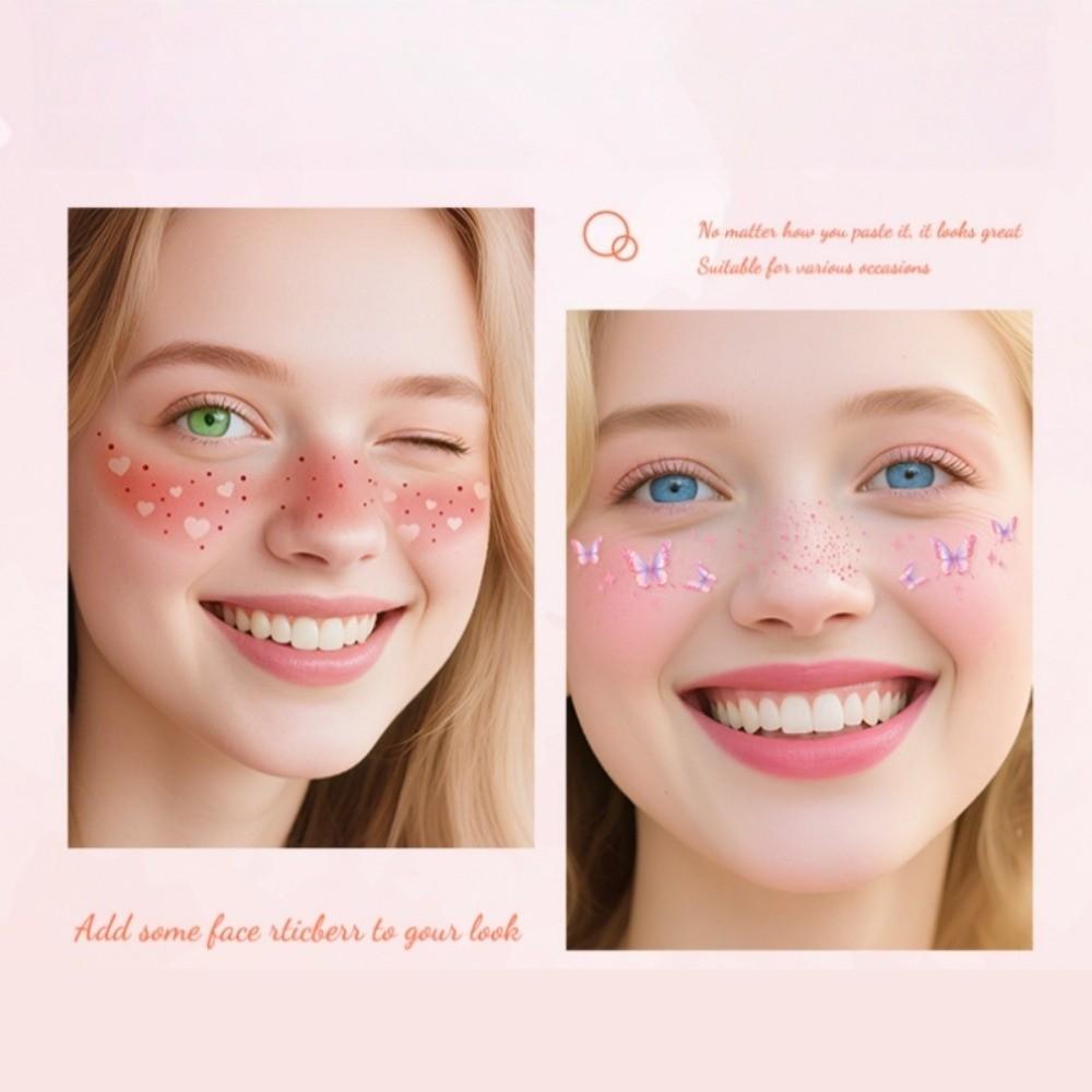 6Pcs/Set Long Lasting Face Temporary Tattoos Facial Art Makeup Stickers  Valentine's Day