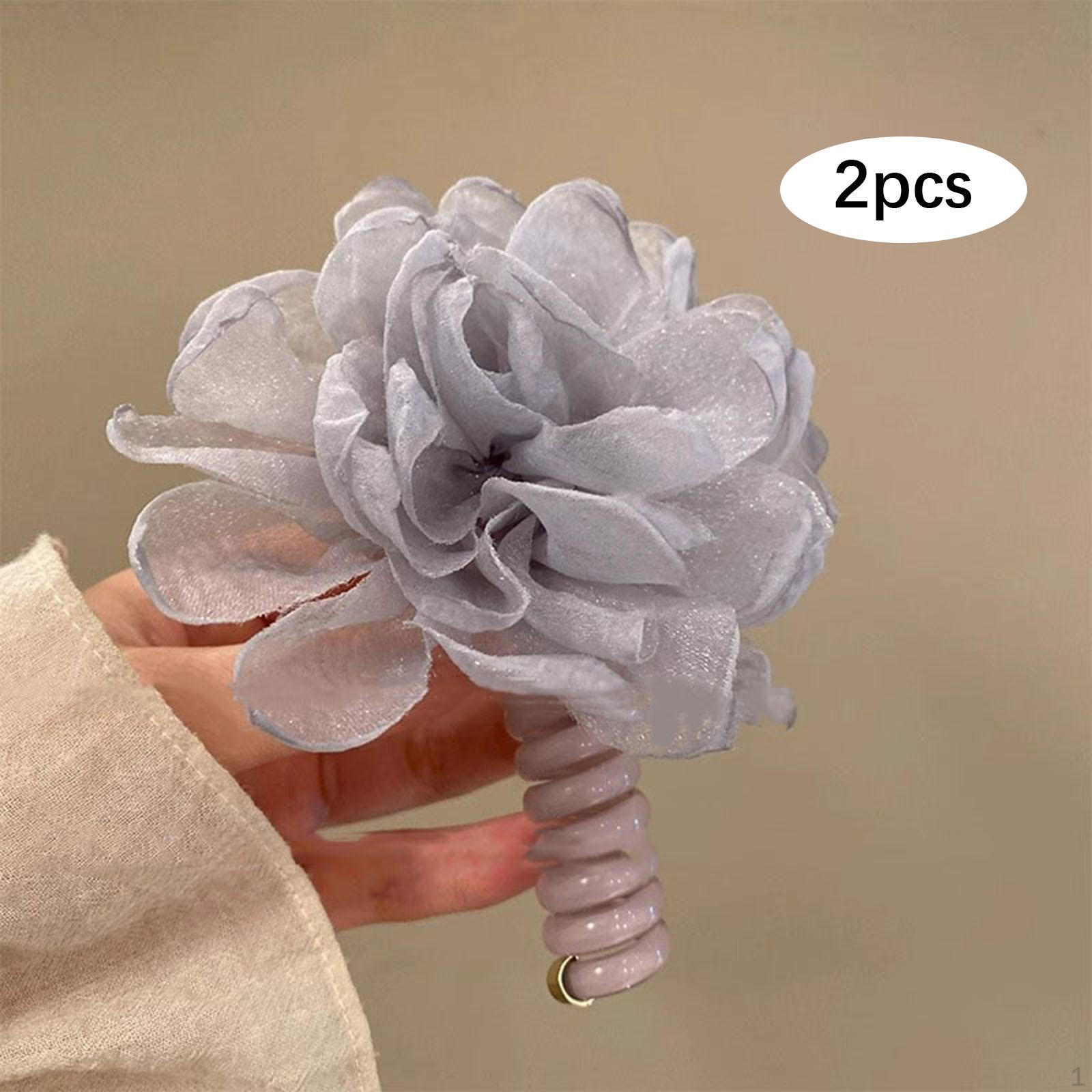 

2 шт. Цветочные резинки для волос, головные уборы, цветочные резинки, спираль для девичника серый