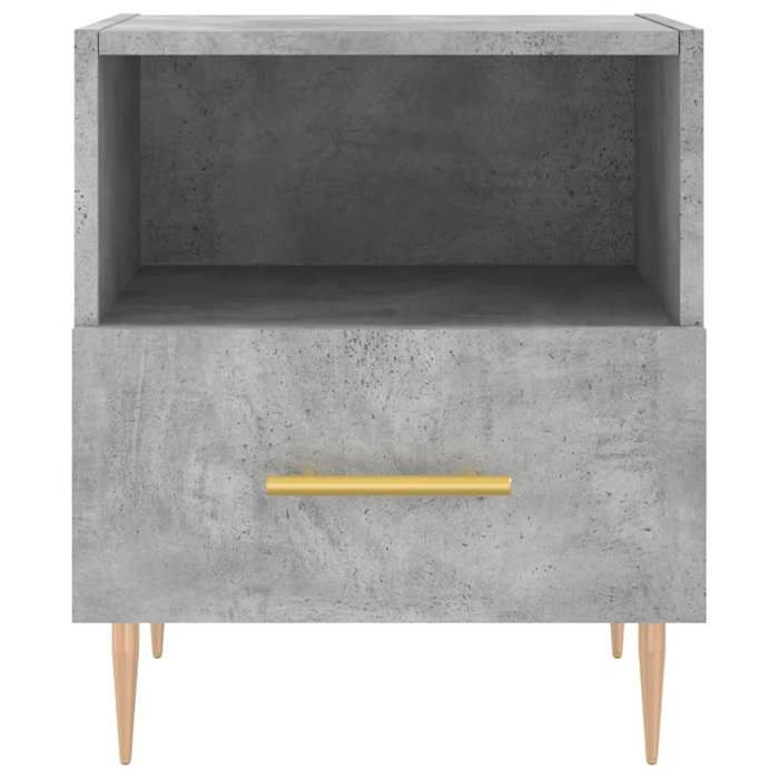 Table de chevet - Maison Exclusive - Gris béton - 1 tiroir et 1 compartiment - Bois d'ingénierie, pieds métal