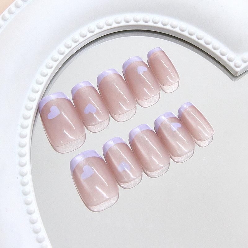 Süße Milch Taro Französische Liebe Katzenauge Temperament Sanftes Mädchen Europäischer und Amerikanischer Ins-Stil Abnehmbare Maniküre 30 Stück