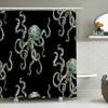 Ocean Wave Shower Curtain Fish Pattern Sea Life Decor Bathroom Curtains Waterproof Coastal Home Decor Artistic Print Shower Line