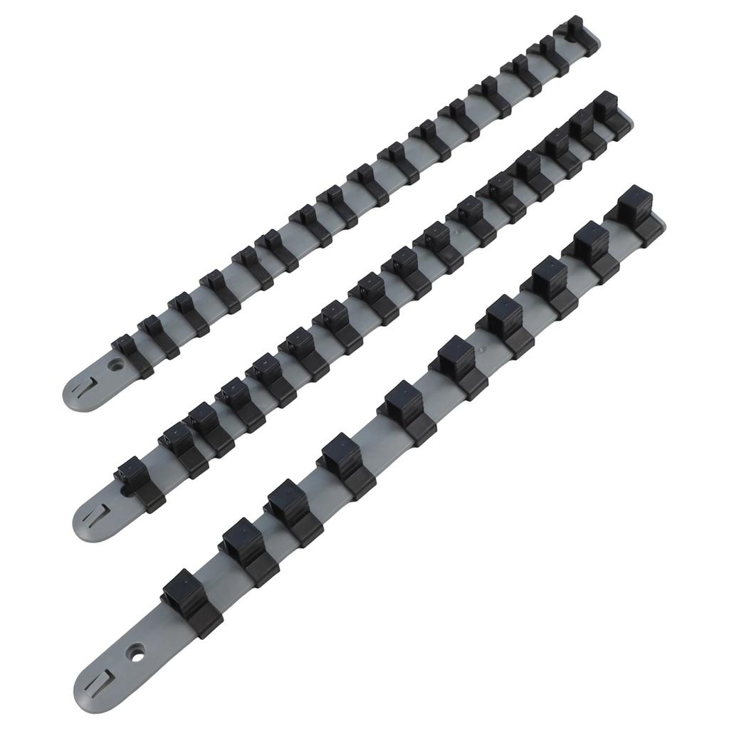3pcs Socket Rail Holder Brand New Gray+Black Hand Tools High Quality Plastic Designed For Storing Loose Sockets