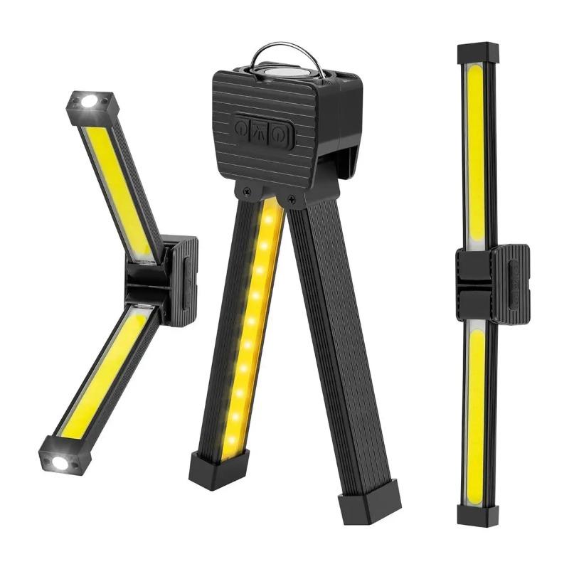 Foldable COB LED Work Light Dimmable Rotatable Flashlight Waterproof Magnetic Lamp with Hook for Car Repair Camping Emergency Outdoor Working Use