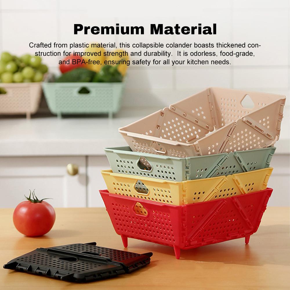 Plastic Collapsible Colander Kitchen Food Strainer for Fruit, Vegetables Foldable Drain Basket with