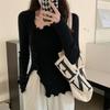 Irregular Hem Knitwear - Women's Slim Fit Spring Sweater with Sexy Design