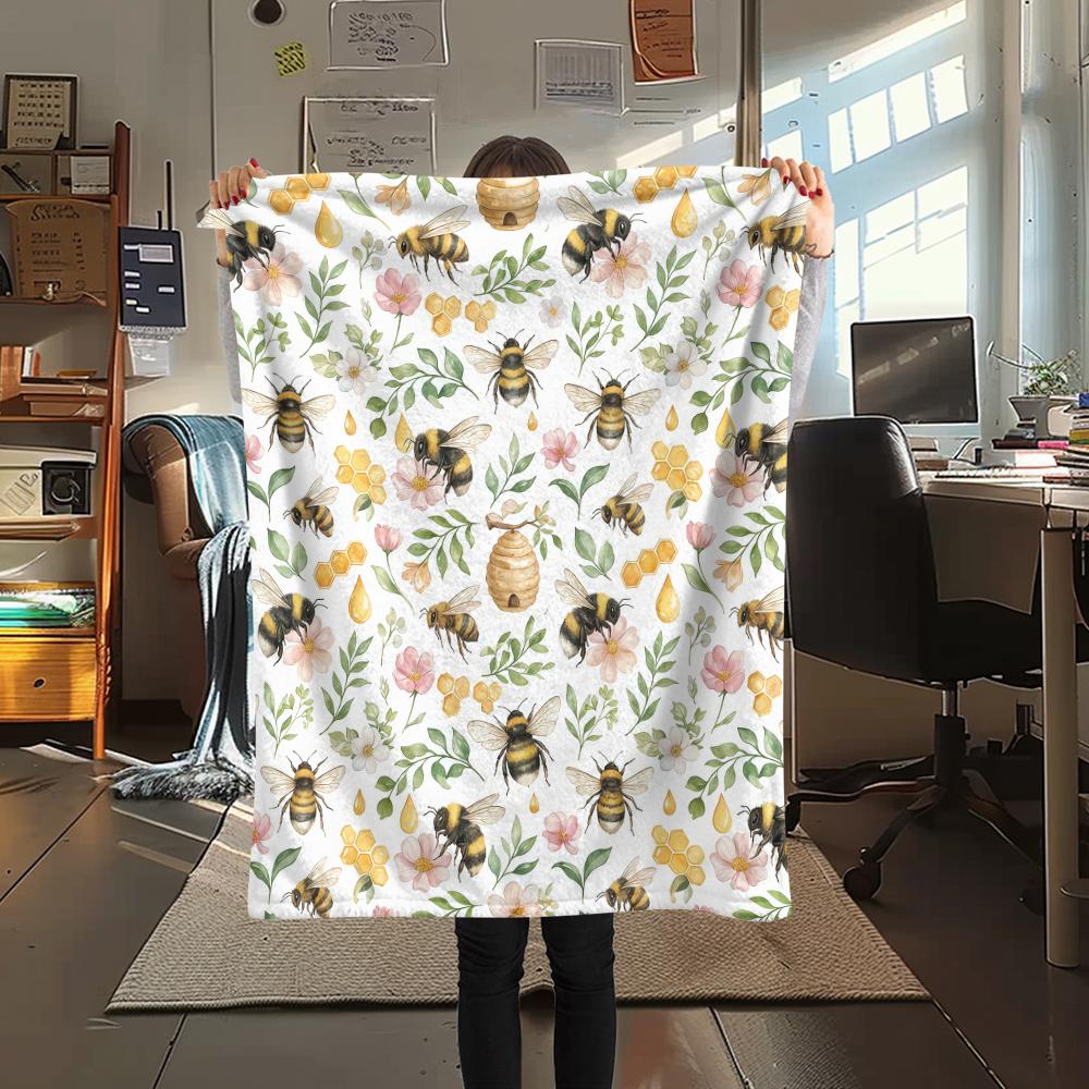 Fresh animal flowers Print Flannel Blanket High quality Comfortable for All Seasons Home Decor Warmth and Comfort Perfect for Christmas Gifts