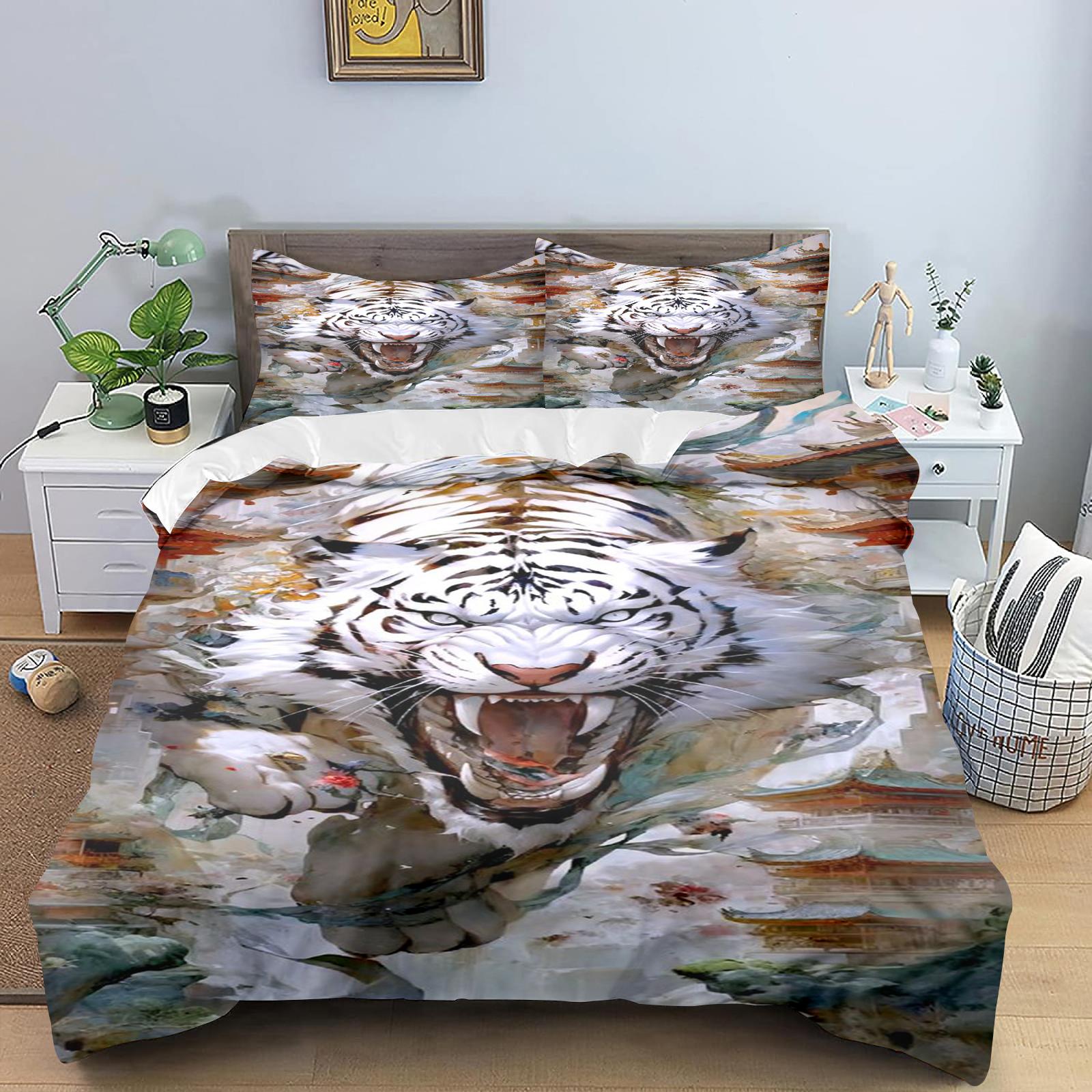 Cartoon Tiger Quilt Cover Cute Anime Full Skin Friendly  Breathable Cute Printed Bedding Warm Bedding 90X200cm