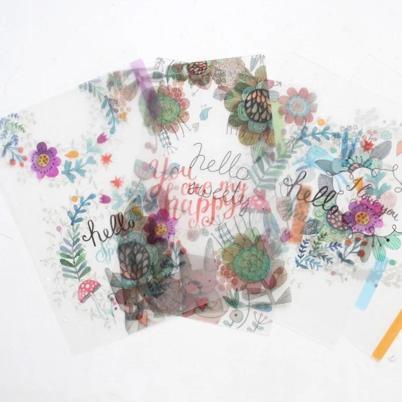 

5pcs/lot A5 A6 Binder Index Pages for 6-hole Loose-leaf Notebook PP Board Divider Cute Cartoon Animals Stationery Accessories (as the picture,A6)