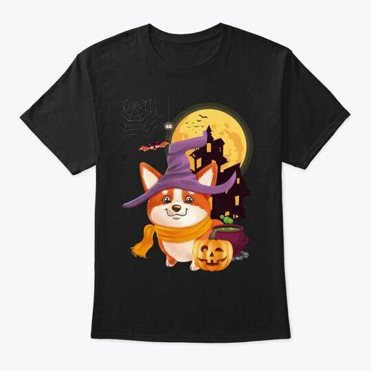 

Welch Corgi Witch Pumpkin Halloween Mom T-Shirt Made in the USA Size S to 5XL XL