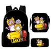 Lankybox Cartoon Pattern Backpack Shoulder Bag Pencil Case Three Piece Set
