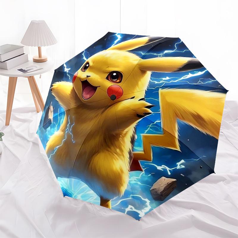1pc Pikachu Lightning Adventure Umbrella with Plastic Handle,Suitable for All Seasons Home Travel Outdoor UmbrellaFP033