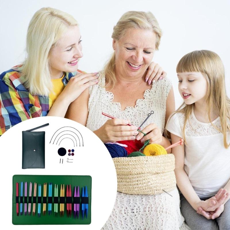 Weaving Yarns Knitting Tool Weave Accessories Kits Circular Knitting Needle Set Aluminum Interchangeable Crochet Needle