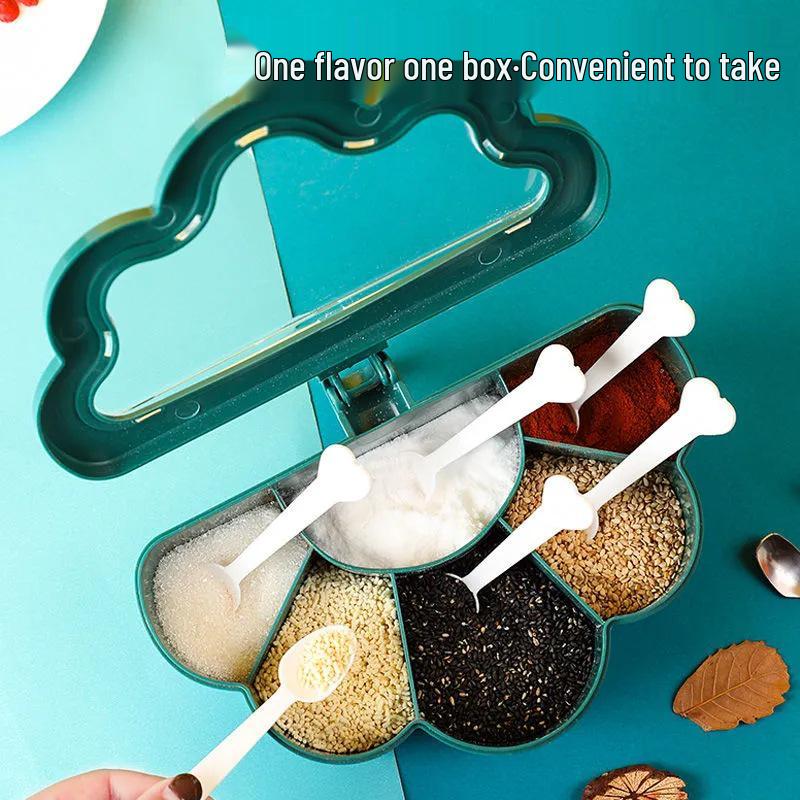 Kitchen Multi-Compartment Spice & Seasoning Box - Creative Plastic Salt Container