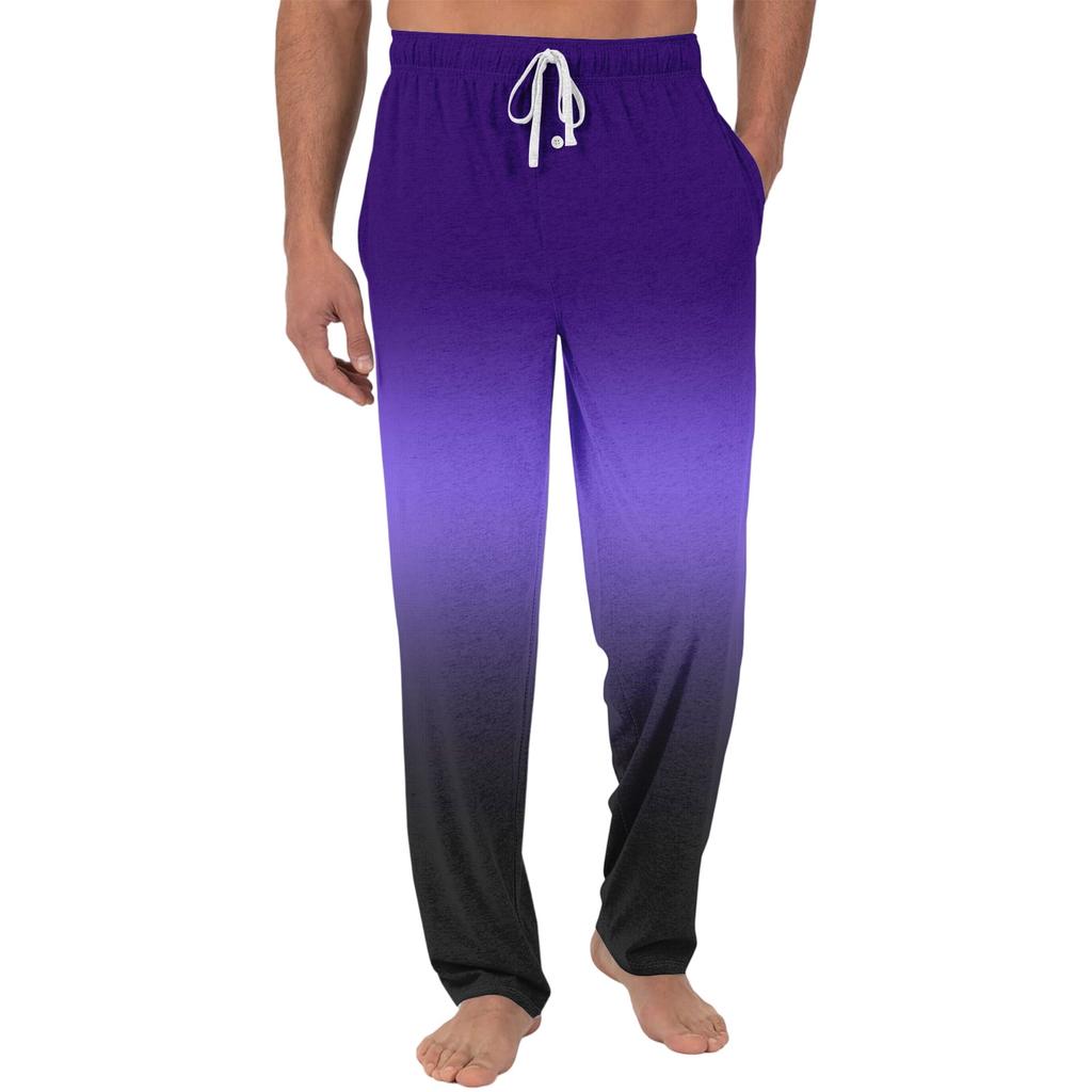 Herren Freizeit-Pyjamahose mit Taschen | Krawatte, Farbverlauf bedruckt, Leinwandbindung, lockere Passform elastischer Bund für Zuhause