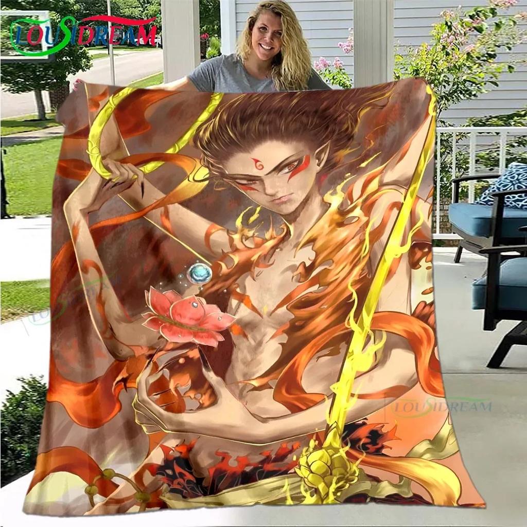 Famous Film Role Nezha Printed Soft Blanket Living Room Bedroom Sofa Bed Blanket Gift Portable Picnic Blanket Luxury Gift