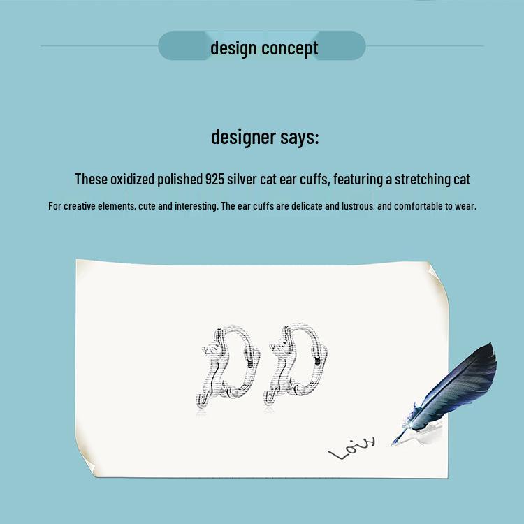 Avle S925 Sterling Silver Cat Ear Stretch Earrings