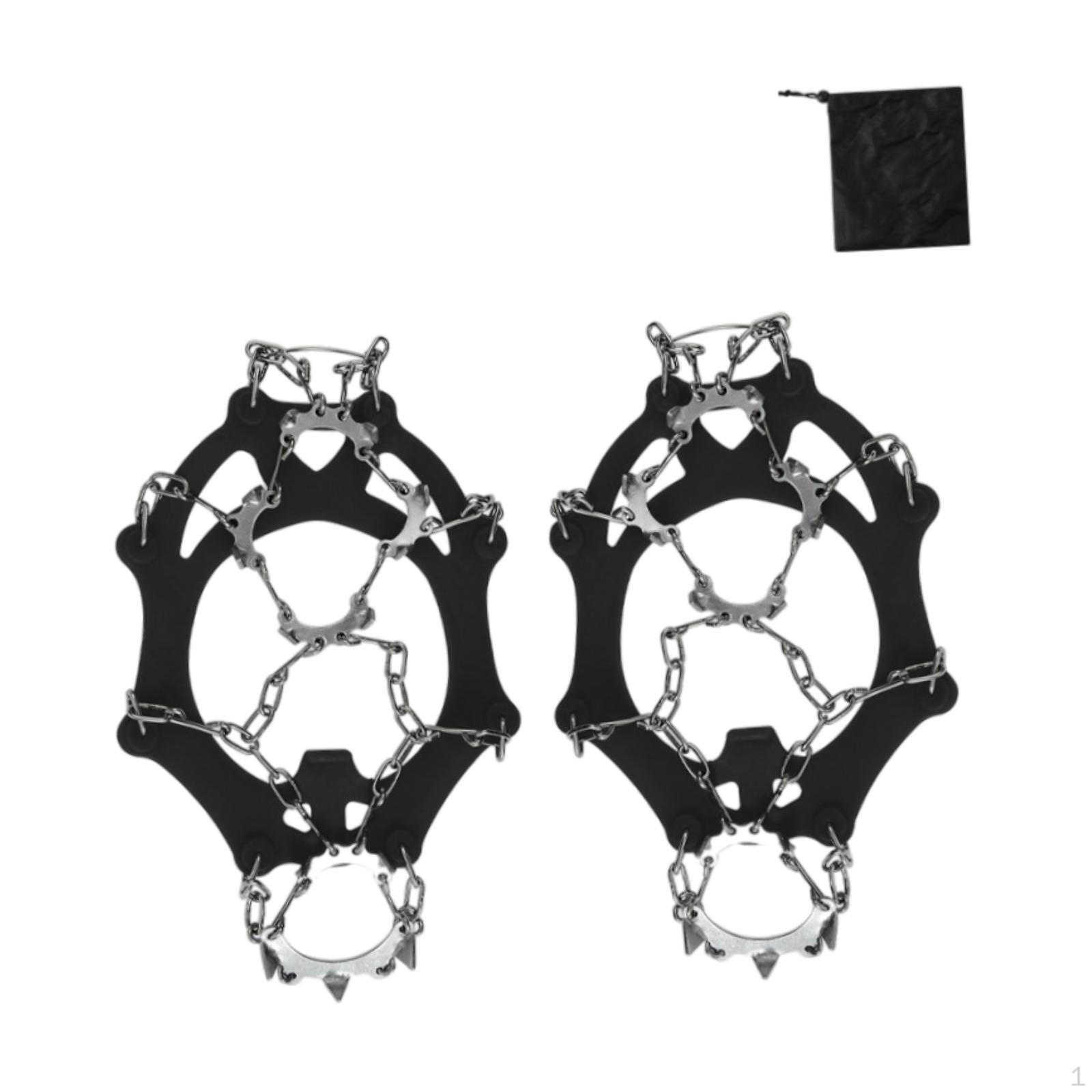 

Кошки для обуви для снега и льда Ботинки Grippers Легкие тяговые шипы Black M 25cmx15cm