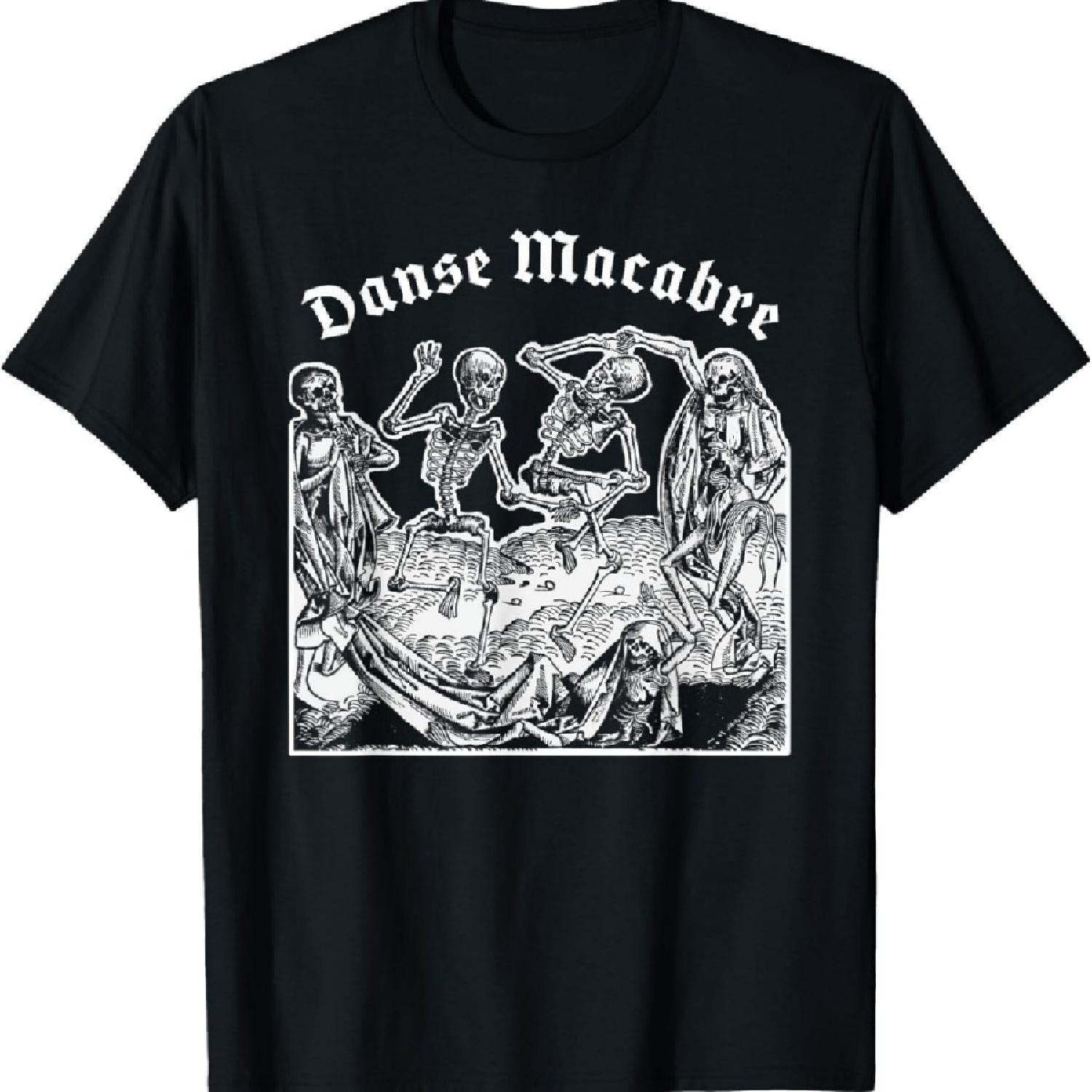 

Dance of Death, Danse Macabre Creepy Medieval Skeleton T-Shirt S